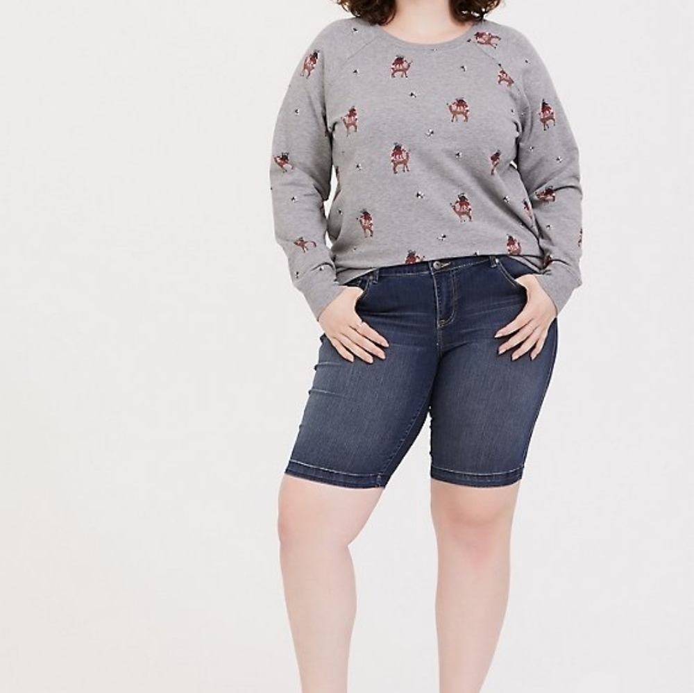 Torrid KNIT FLEECE CREW NECK SWEATSHIRT Size 0/L Stacked Forest animals